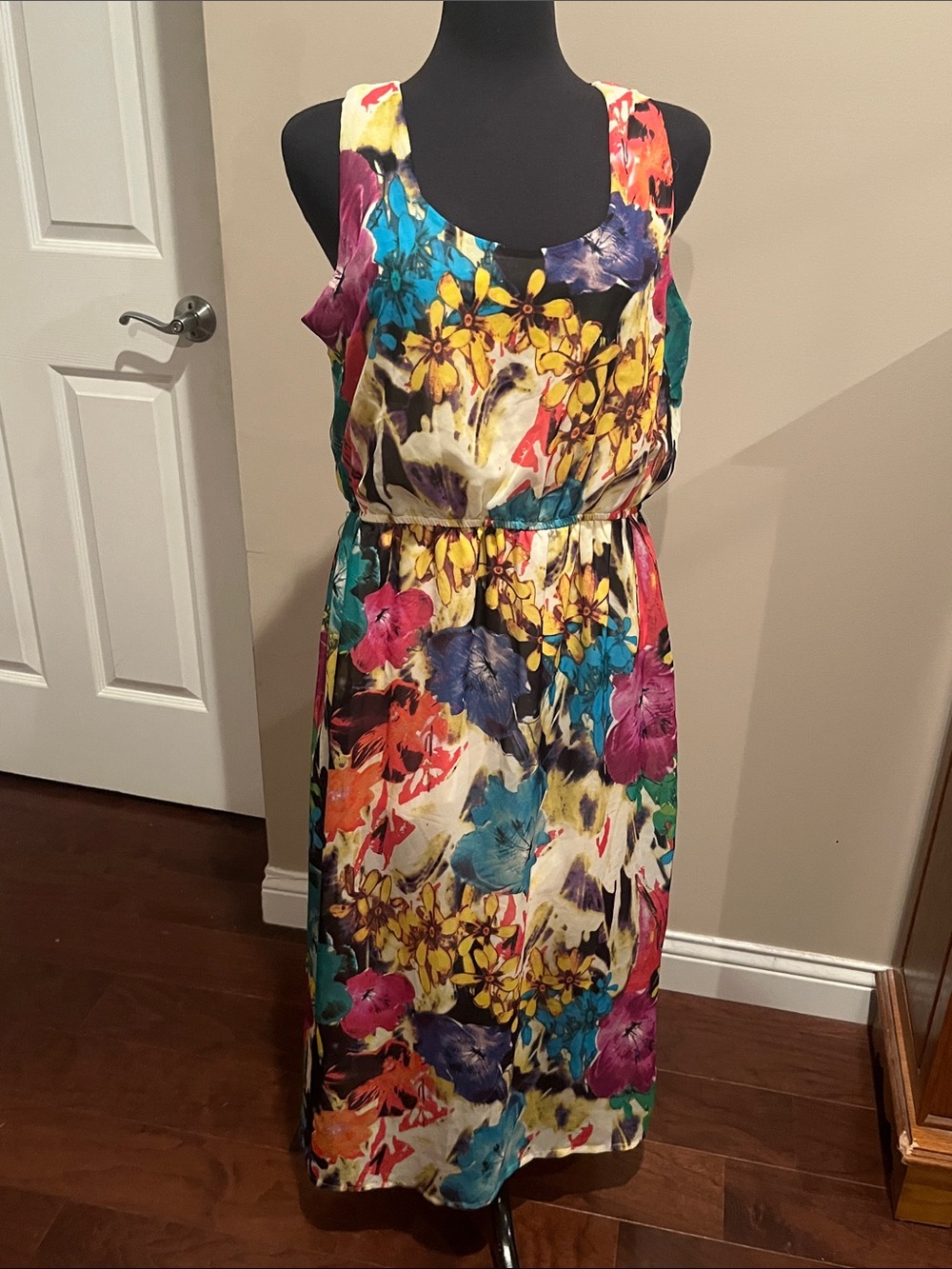 Maurices Floral Midi Dress in Yellow, Teal, Purple, Pink